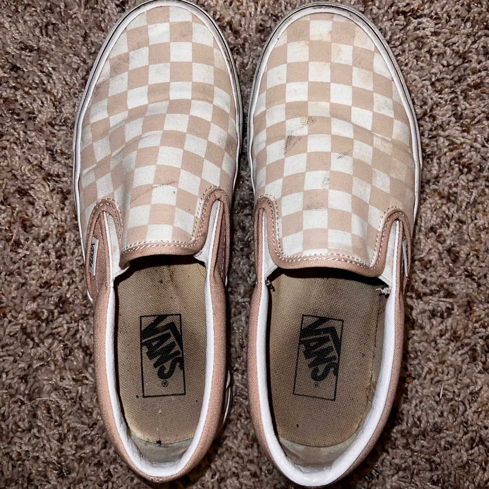 Vans pink checkered print shoes
